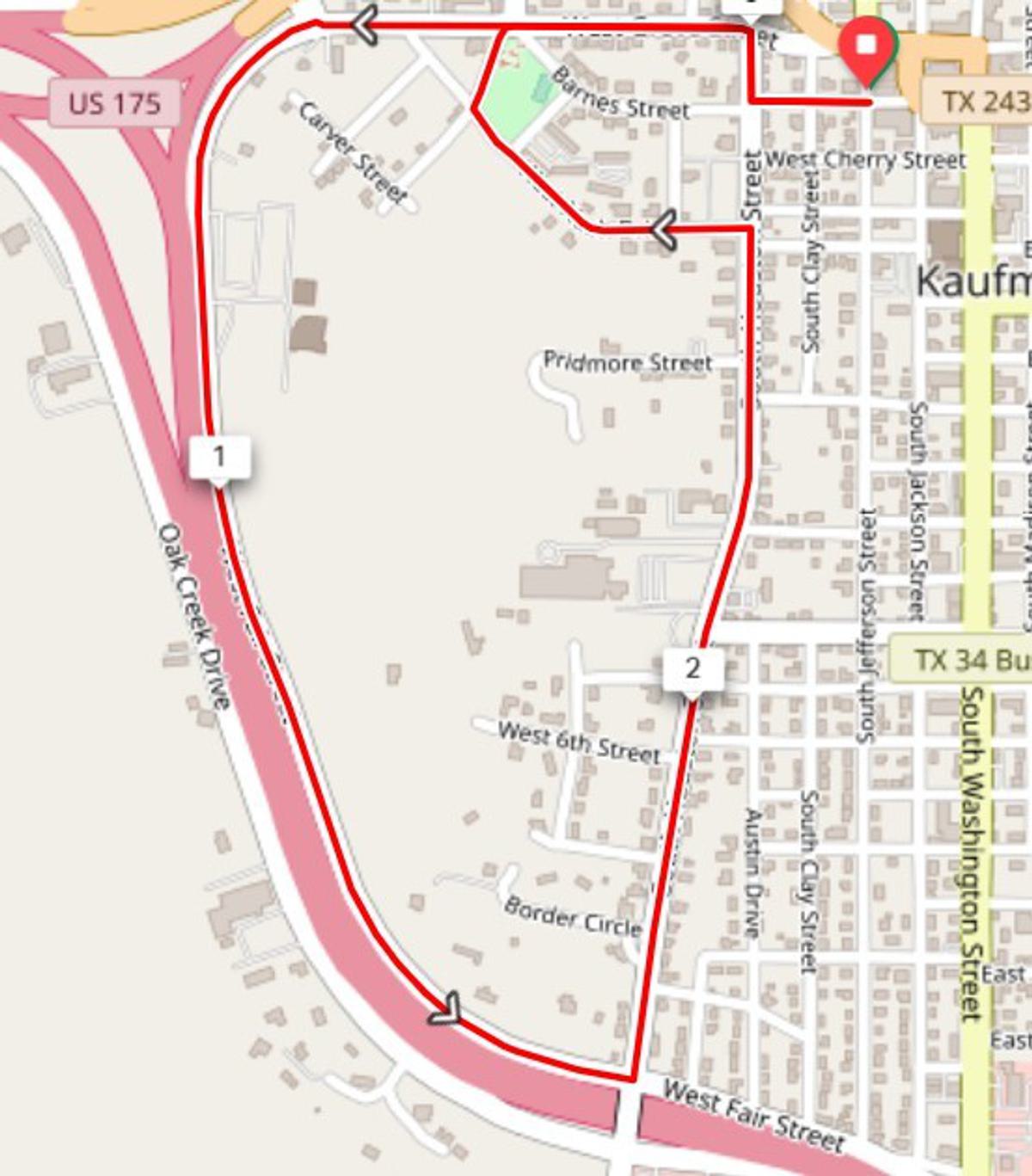 Kaufman Turkey Trot course map