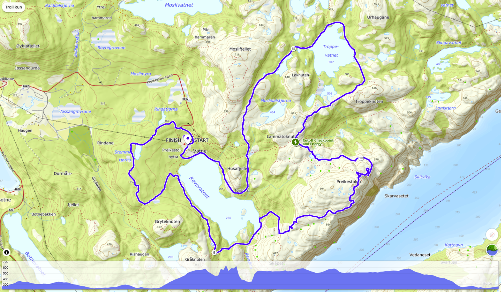 Preikestolen Trailrun course map