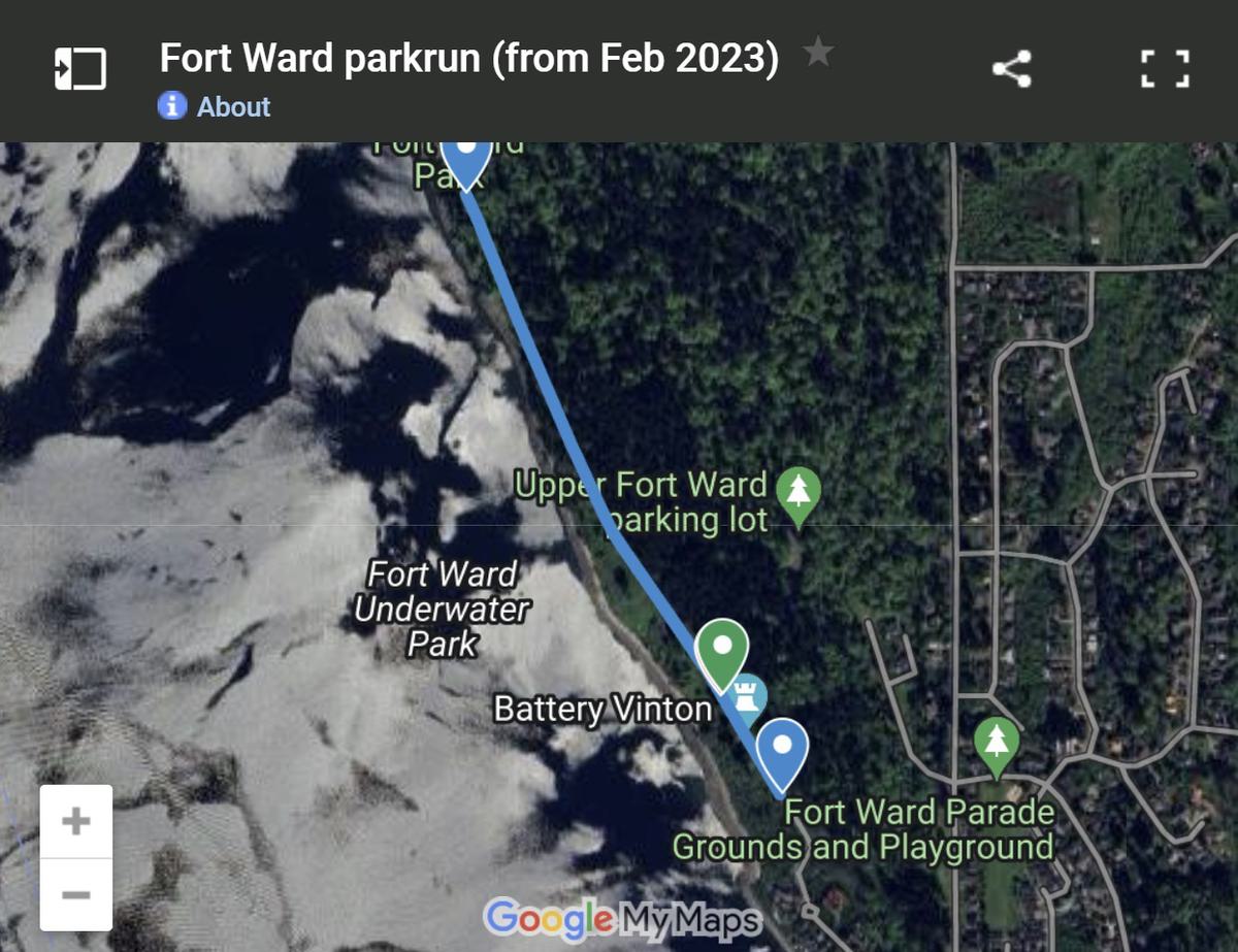 Fort Ward parkrun 5K course map