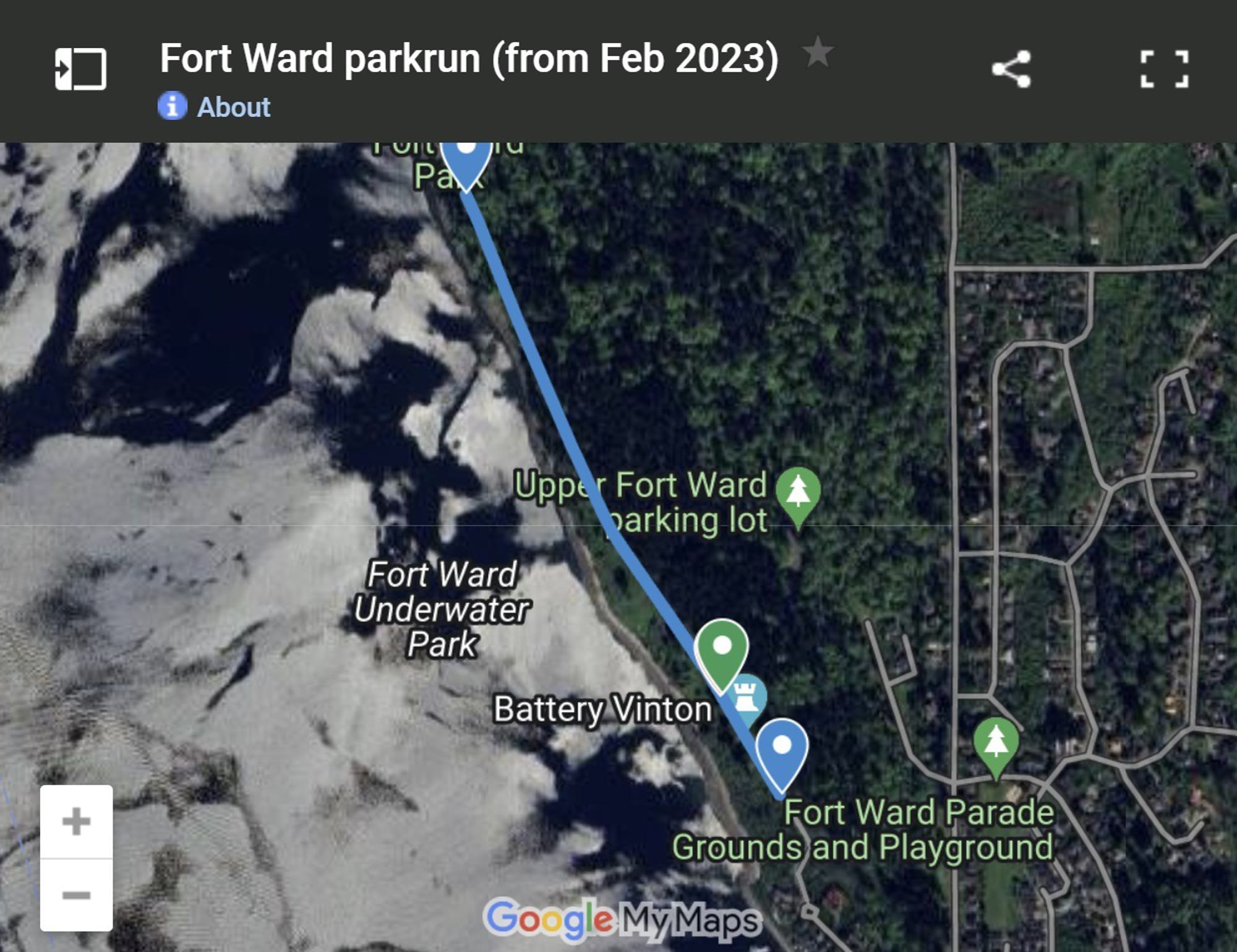 Fort Ward parkrun 5K course map