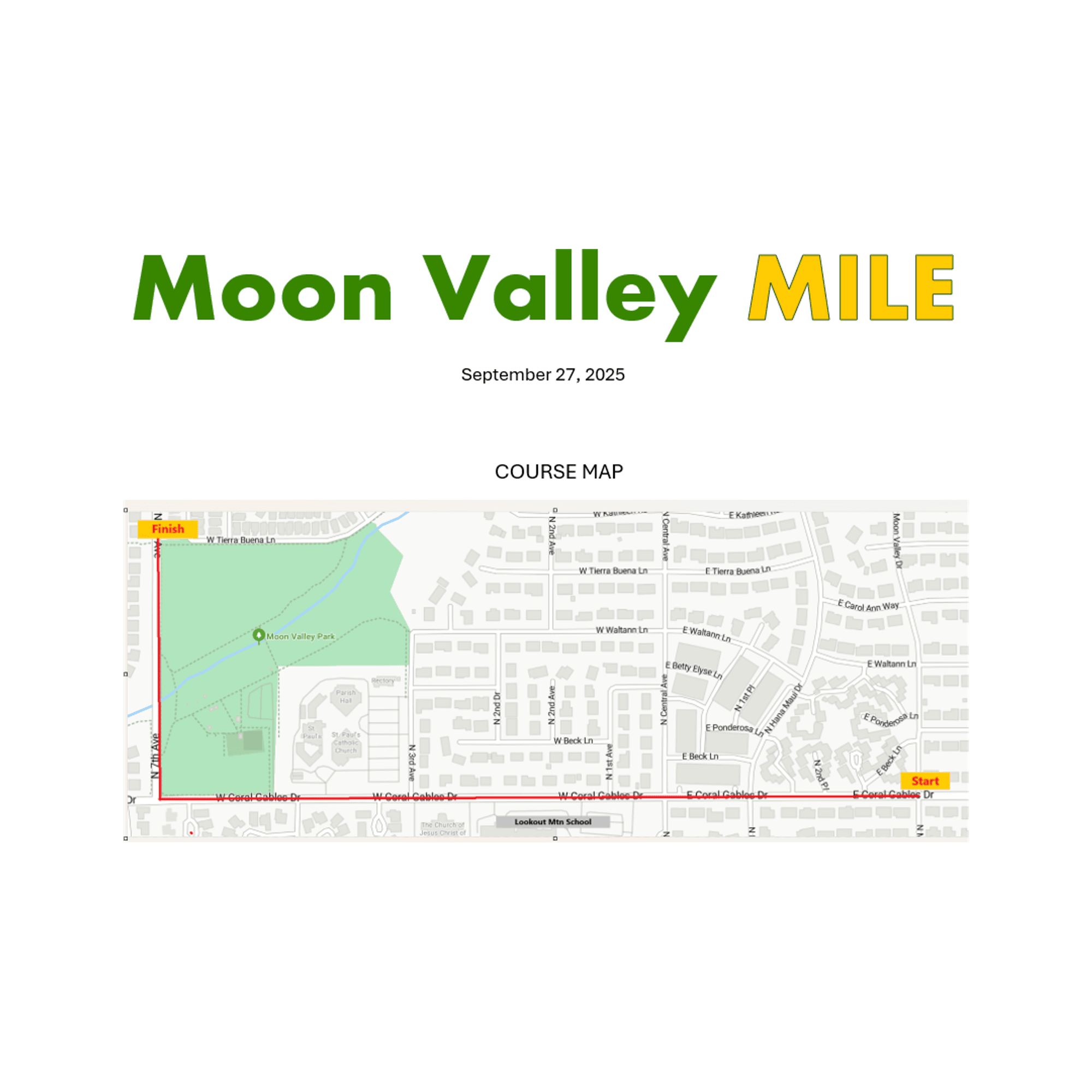 Moon Valley MILE course map