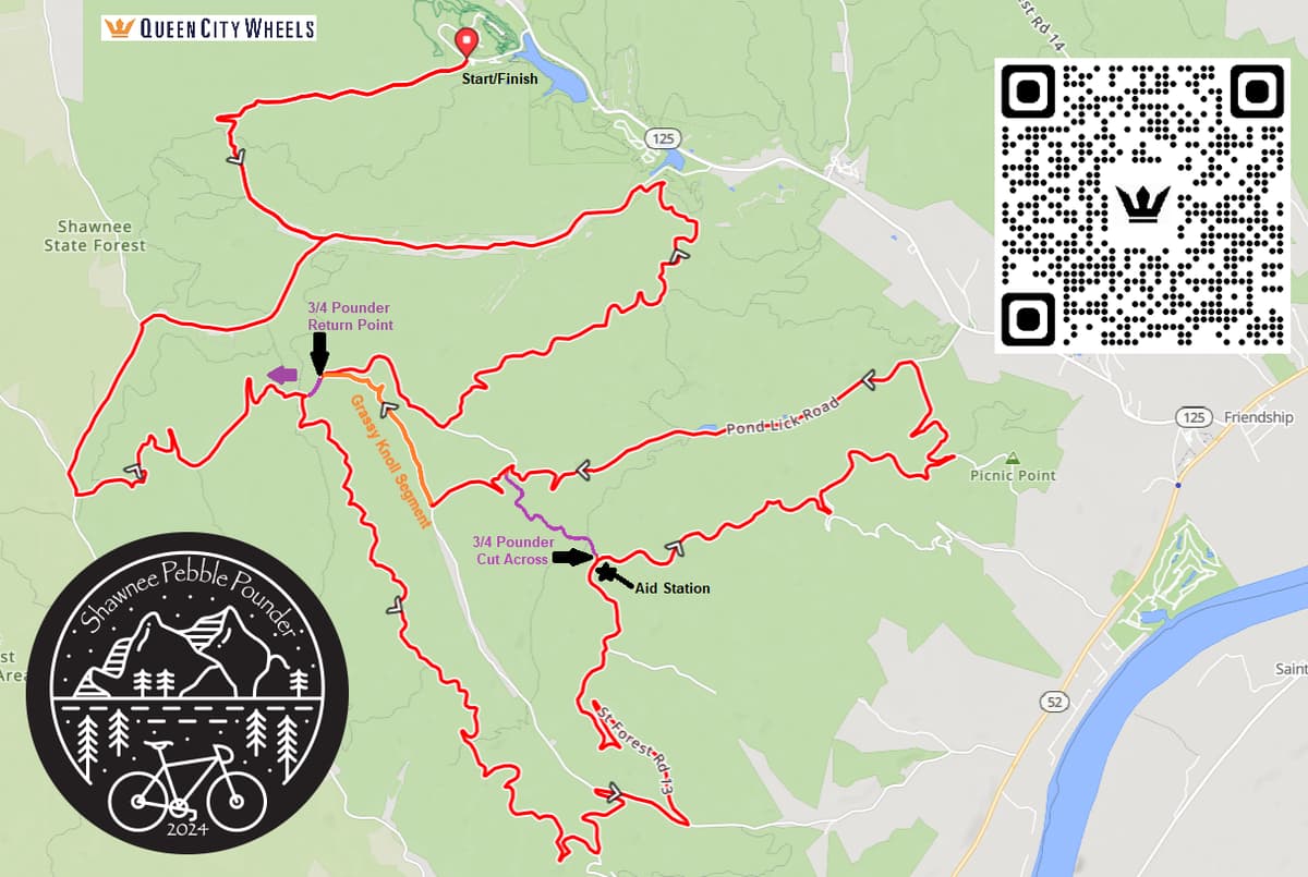 Shawnee Pebble Pounder - Gravel Race & Adventure Ride course map