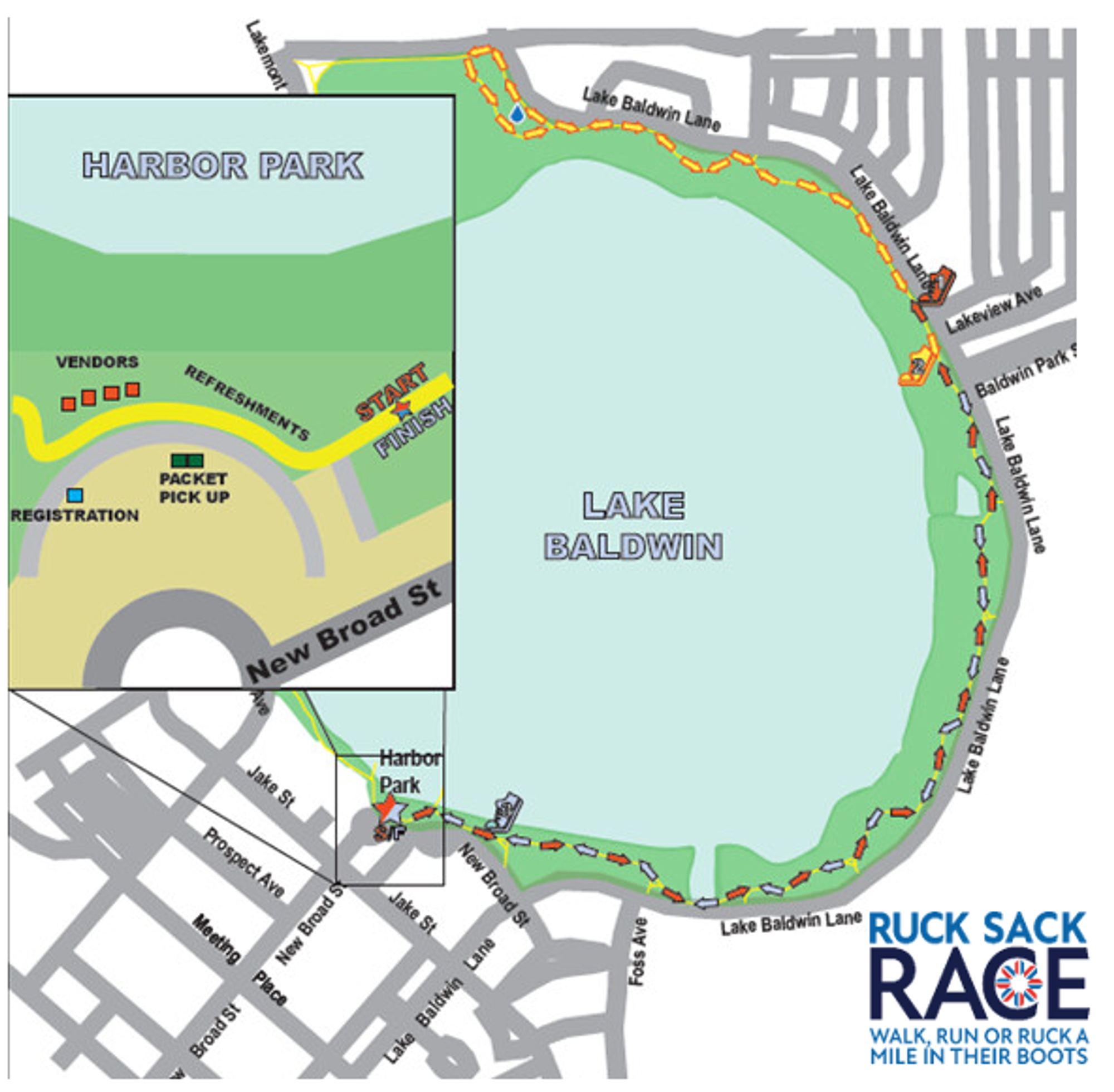 Ruck Sack Race 5K course map
